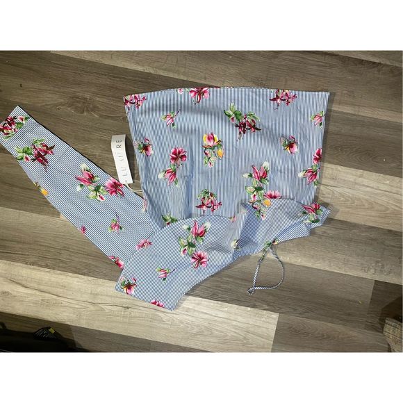 Urban Outfitters Lumiere NWT Floral Striped One Shoulder Blouse, Size Large - Picture 3 of 11